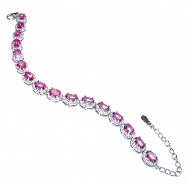 Luxury Pink Topaz .925 Sterling Silver handmade Bracelet