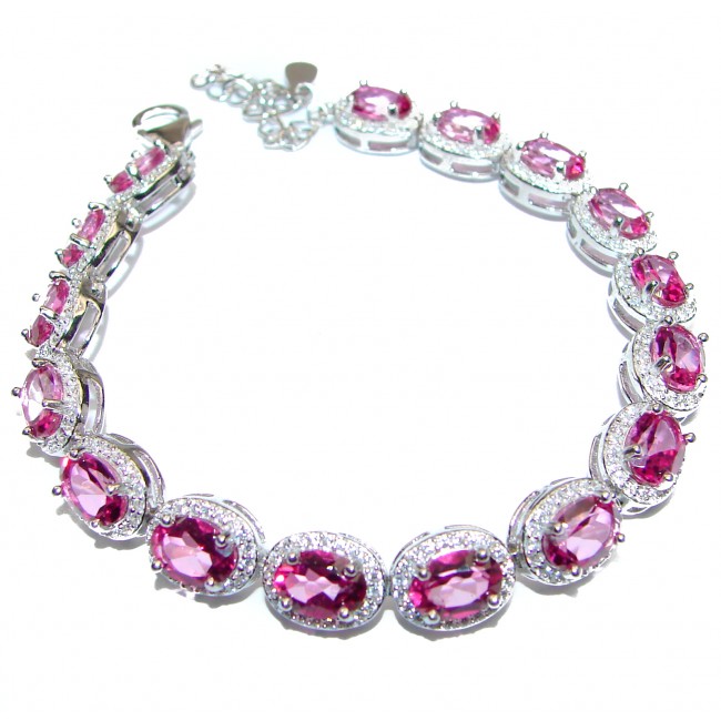 Luxury Pink Topaz .925 Sterling Silver handmade Bracelet