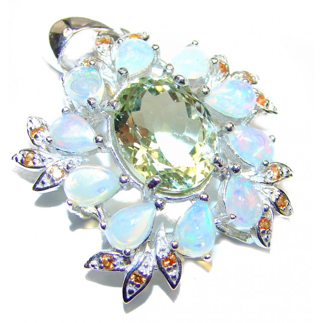 Amazing Green Amethyst Ethiopian Opal .925 Sterling Silver handcrafted pendant