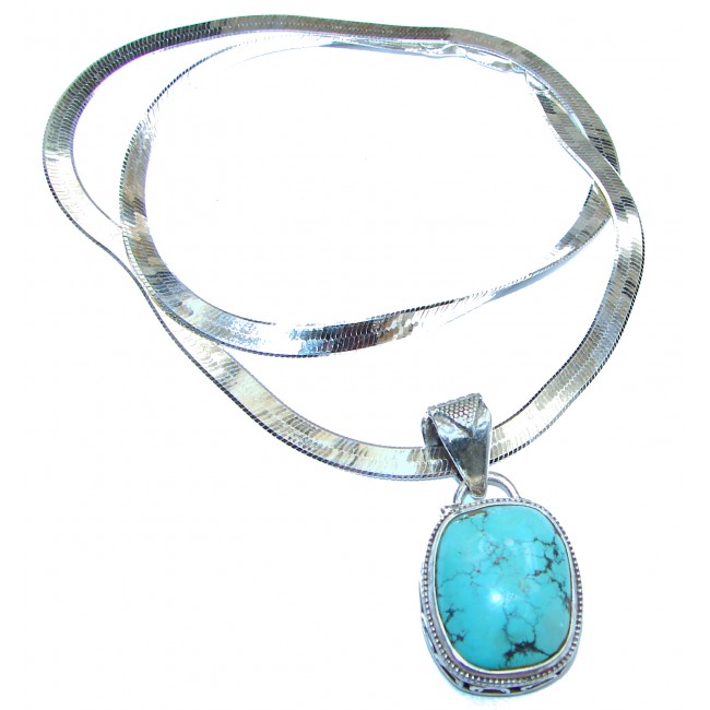 Chic Boho Style Turquoise .925 Sterling Silver statement necklace