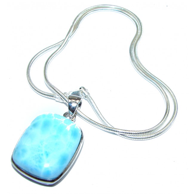 Best quality authentic Larimar .925 Sterling Silver handmade necklace