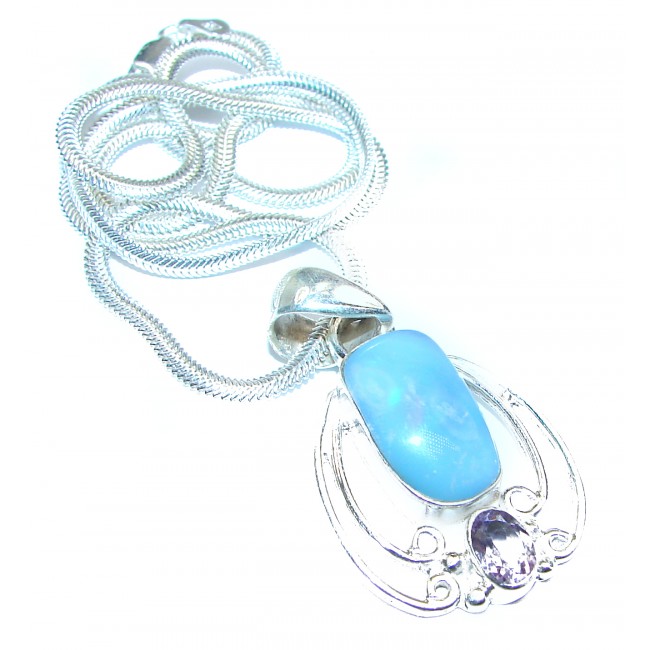 One of the kind Doublet Opal .925 Sterling Silver handmade necklace