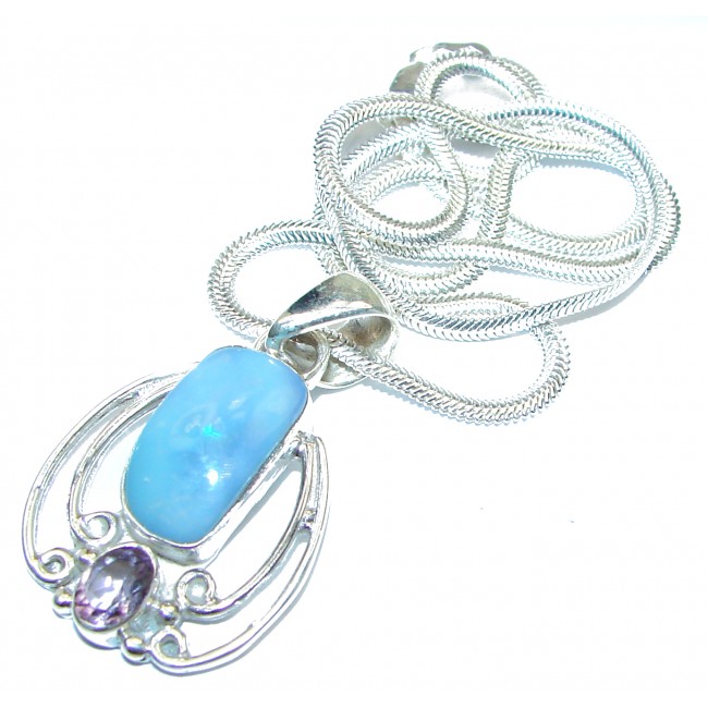 One of the kind Doublet Opal .925 Sterling Silver handmade necklace