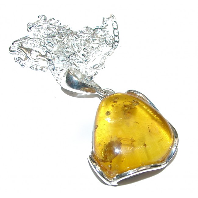 Pressed Amber .925 Sterling Silver handcrafted necklace