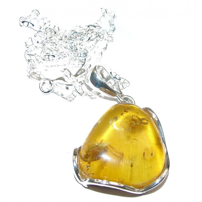 Pressed Amber .925 Sterling Silver handcrafted necklace