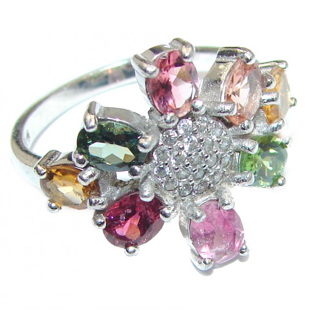 Dazzling natural Tourmaline & .925 Sterling Silver handcrafted ring size 7