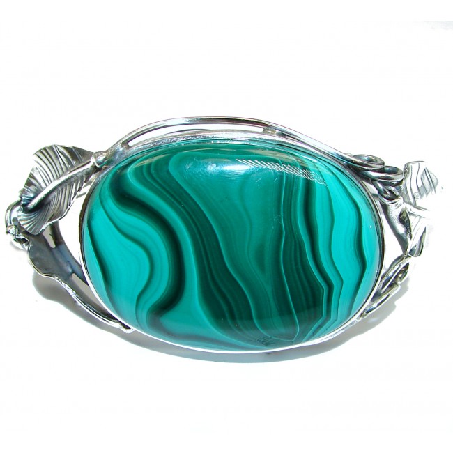 Eternal Paradise 66.9 grams Natural Malachite highly polished .925 Sterling Silver handcrafted Bracelet