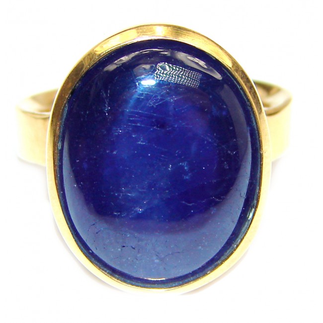Large Genuine 35ctw Sapphire 18K Gold over .925 Sterling Silver handcrafted Statement Ring size 5