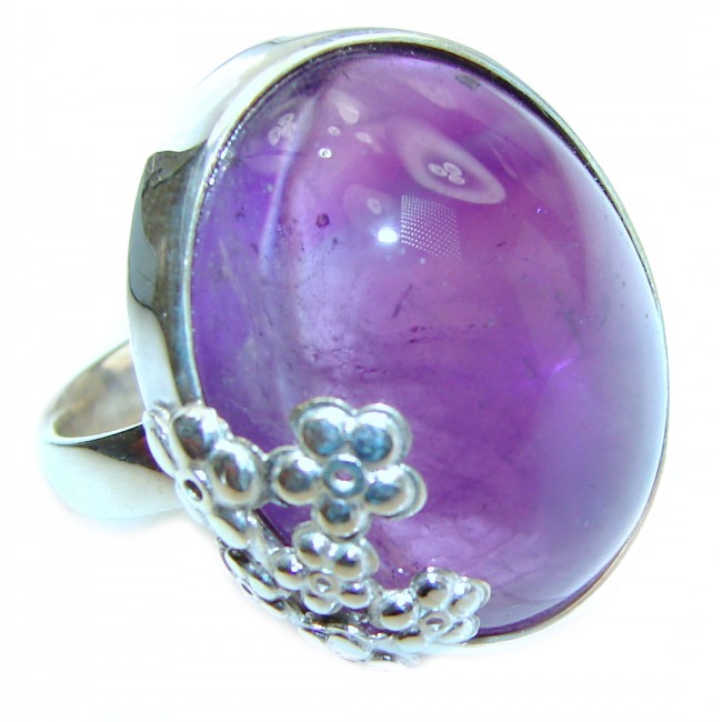 Massive 85ctw Purple Perfection Amethyst .925 Sterling Silver Ring size 8 adjustable