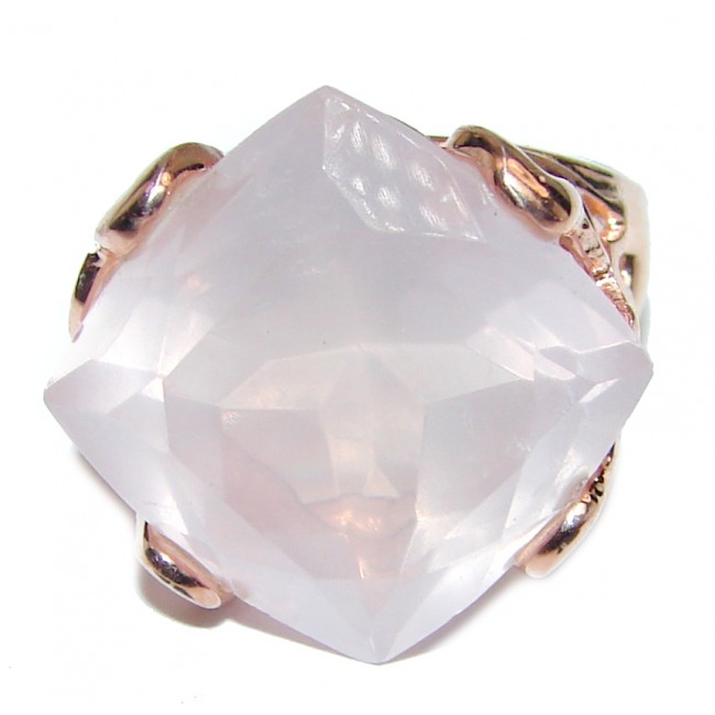 Princess Cut 15ctw Rose Quartz Rose Gold over .925 Sterling Silver brilliantly handcrafted ring s. 6 1/2