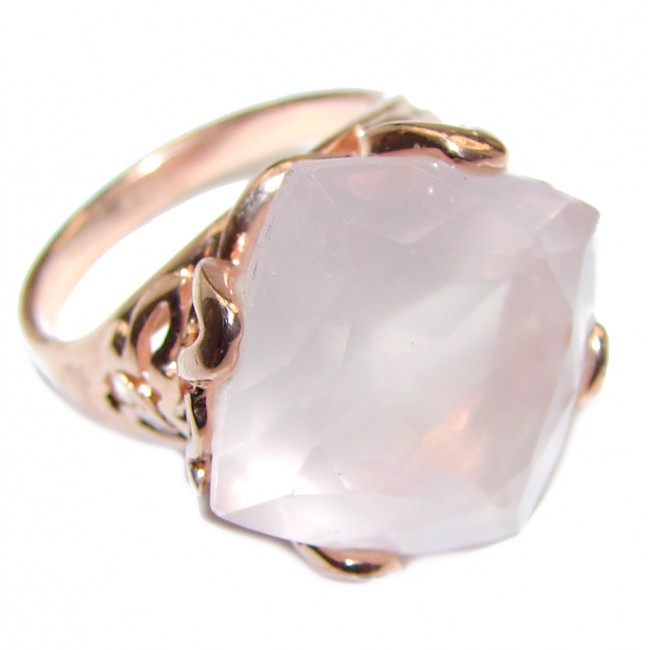 Princess Cut 15ctw Rose Quartz Rose Gold over .925 Sterling Silver brilliantly handcrafted ring s. 6 1/2