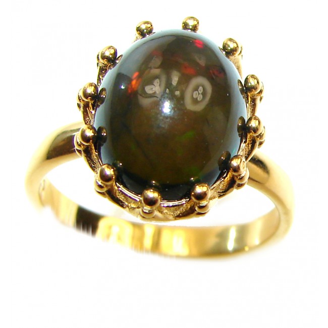 Vintage Design 2.5ctw Genuine Black Opal .925 Sterling Silver handmade Ring size 8