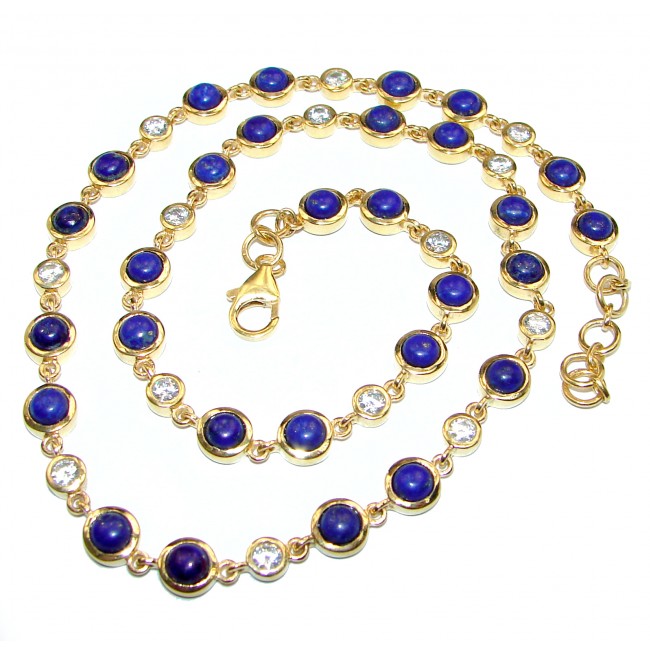 Great Masterpiece genuine Lapis Lazuli 14K Gold over .925 Sterling Silver handmade necklace