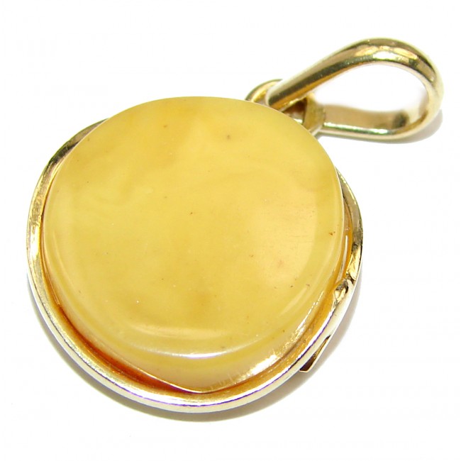 Natural Baltic Butterscotch Amber 18K GOLD OVER .925 Sterling Silver handmade Pendant