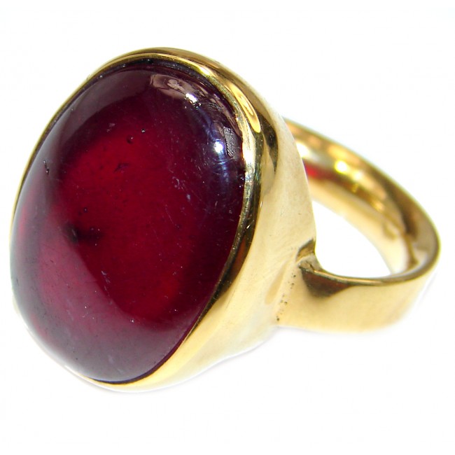 Large Genuine 35ctw Ruby 18K Gold over .925 Sterling Silver handcrafted Statement Ring size 7