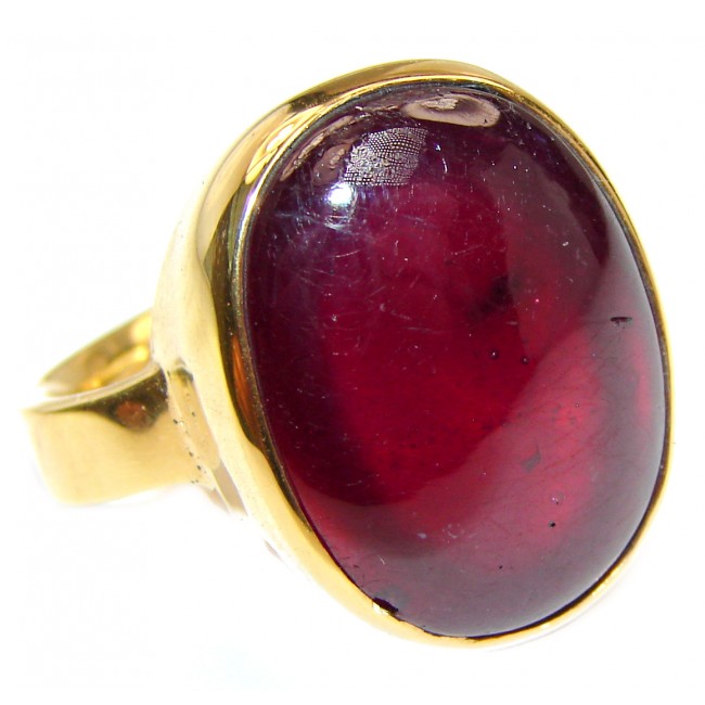 Large Genuine 35ctw Ruby 18K Gold over .925 Sterling Silver handcrafted Statement Ring size 7