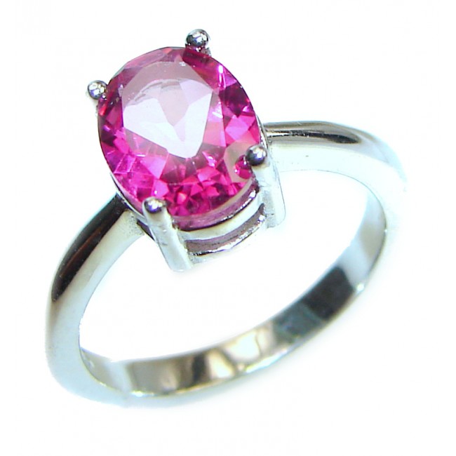 Perfect and Simple Pink Sapphire .925 Sterling Silver Ring s. 6 1/4