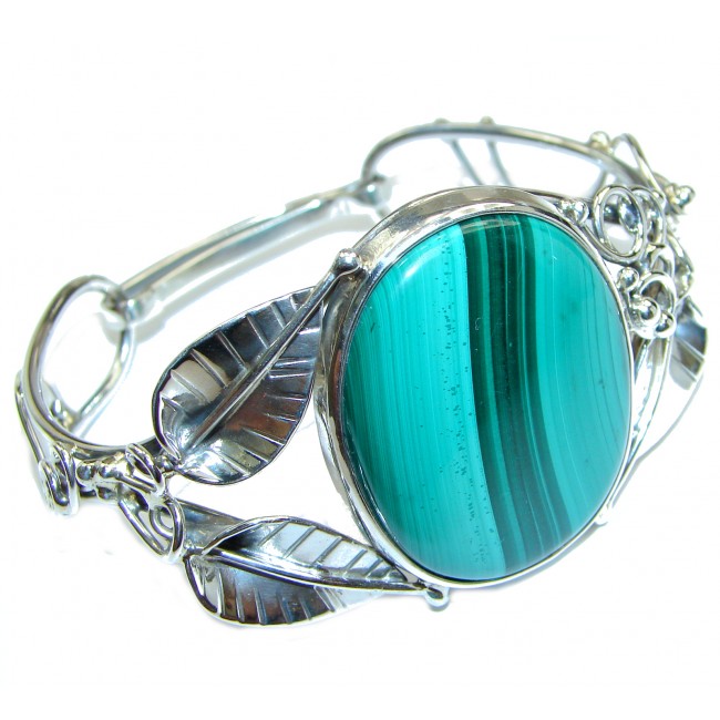 Fabulous Great Green Malachite .925 Sterling Silver handcrafted Bracelet