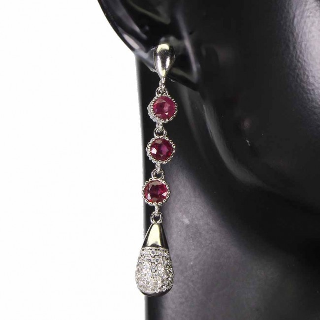 Authentic Kashmir Ruby .925 Sterling Silver handmade earrings