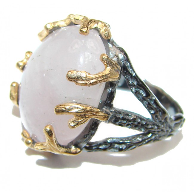 Rose Quartz Rose .925 Sterling Silver brilliantly handcrafted ring s. 7 1/4