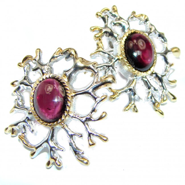 Huge Authentic 32ct Garnet .925 Sterling Silver handmade earrings