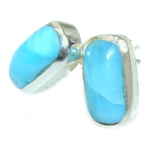 Precious Blue Larimar rose gold over .925 Sterling Silver handmade earrings