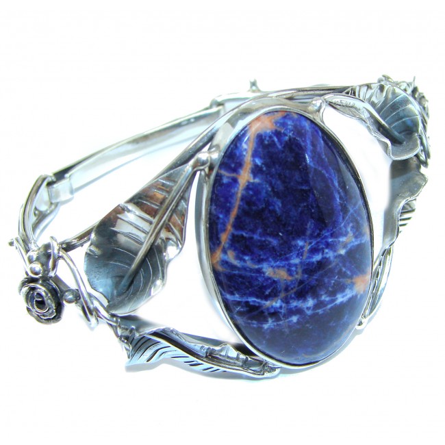 Huge Blue Galaxy genuine Sodalite handcrafted .925 Sterling Silver Bracelet