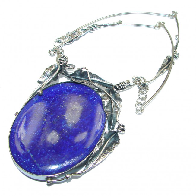 BEST QUALITY Afghan Lapis Lazuli .925 Sterling Silver handmade Necklace