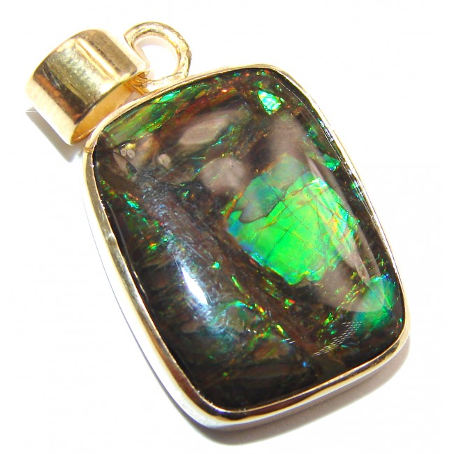 Simple Design genuine Canadian Ammolite .925 Sterling Silver handcrafted Pendant