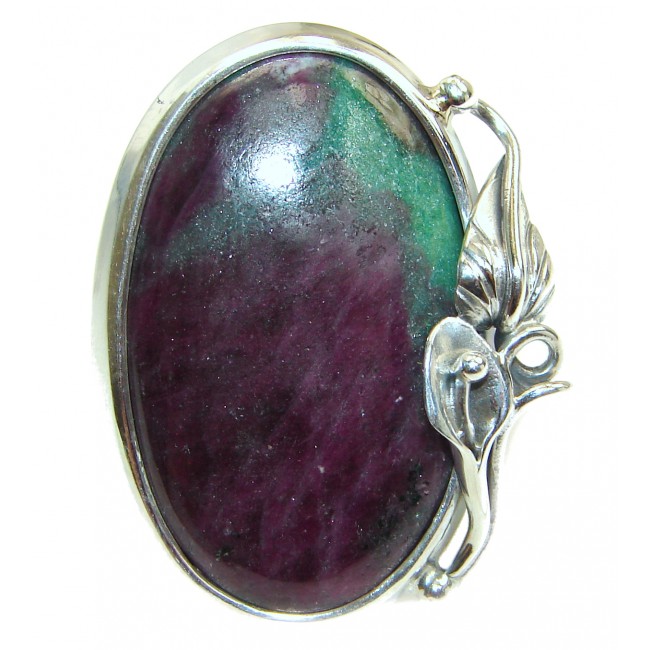 Exotic Ruby In Zoisite Sterling Silver Ring s. 8 adjustable