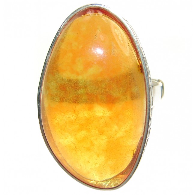 Excellent Vintage Design Baltic Amber .925 Sterling Silver handcrafted Ring s. 9 3/4