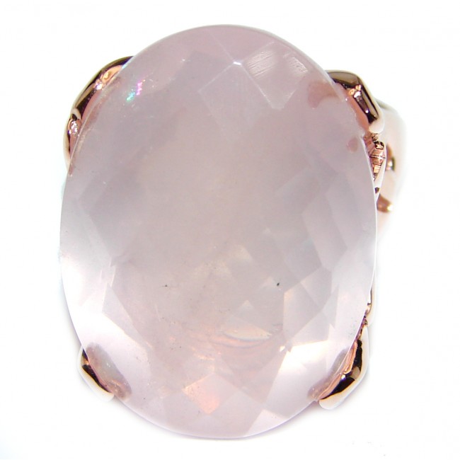 75ctw Rose Quartz Rose Gold over .925 Sterling Silver brilliantly handcrafted ring s. 7 1/4