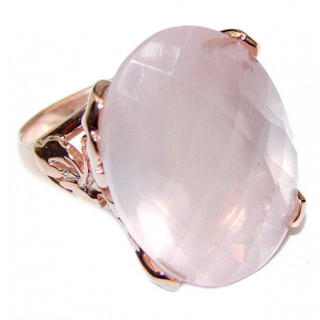 75ctw Rose Quartz Rose Gold over .925 Sterling Silver brilliantly handcrafted ring s. 7 1/4