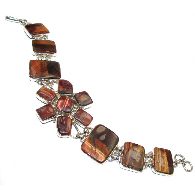 Duality In Brown Brown Tigers Eye .925 Sterling Silver handcrafted Bracelet