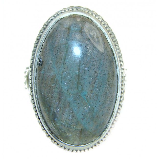 Silky Fire Labradorite .925 Sterling Silver Bali handmade ring size 8