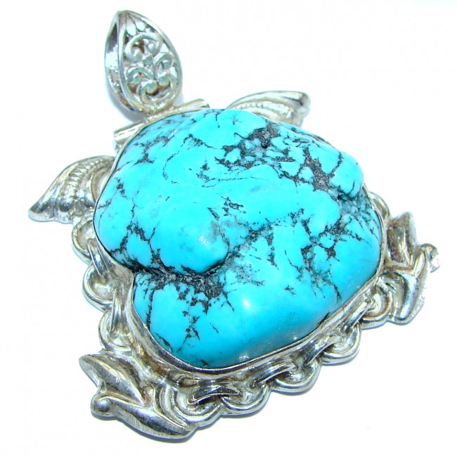 Exquisite Beauty old fashion authentic Turquoise .925 Sterling Silver handmade Pendant