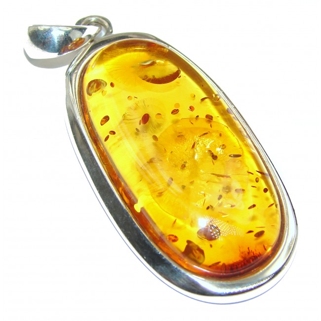 Natural Honey Baltic Amber 14K Gold over .925 Sterling Silver handmade Pendant
