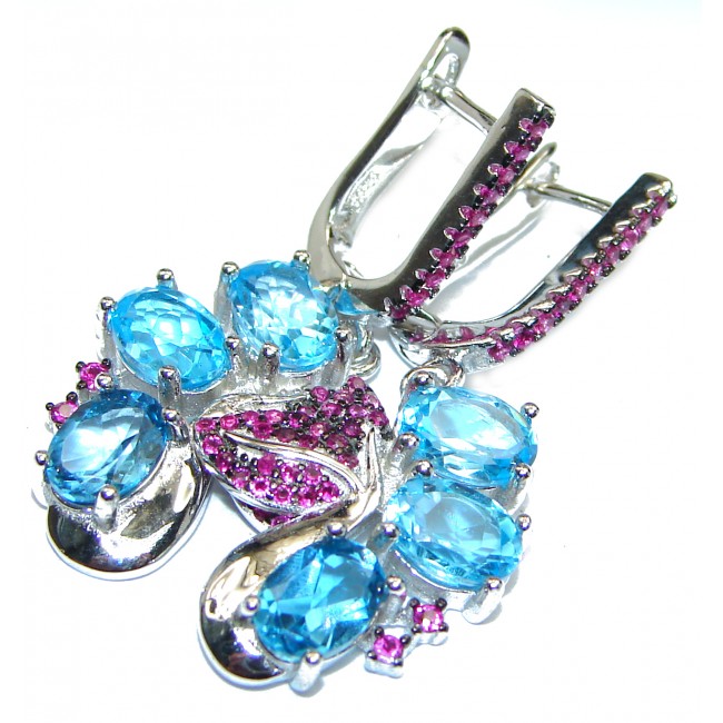 Emily Authentic Swiss Blue Topaz .925 Sterling Silver handmade earrings