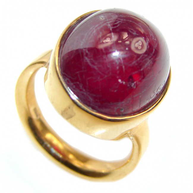 Large Genuine 31ctw Ruby 18K Gold over .925 Sterling Silver handcrafted Statement Ring size 7 1/4