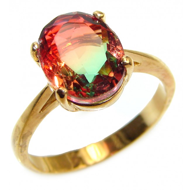 Top Quality Tourmaline 18K Gold over .925 Sterling Silver handcrafted Ring s. 8 1/4