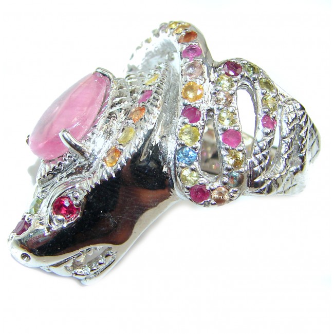 Large Cobra gebuine Ruby .925 Sterling Silver handcrafted Statement Ring size 9 1/4
