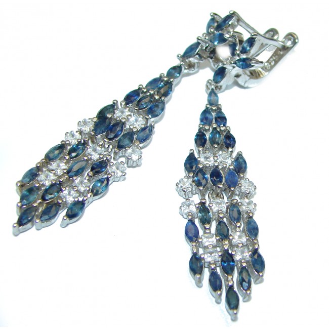 Authentic Sapphire .925 Sterling Silver handcrafted earrings