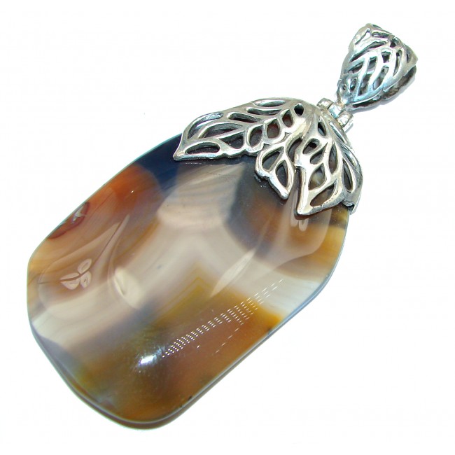 HUGE Perfect quality Agate .925 Sterling Silver handmade Pendant