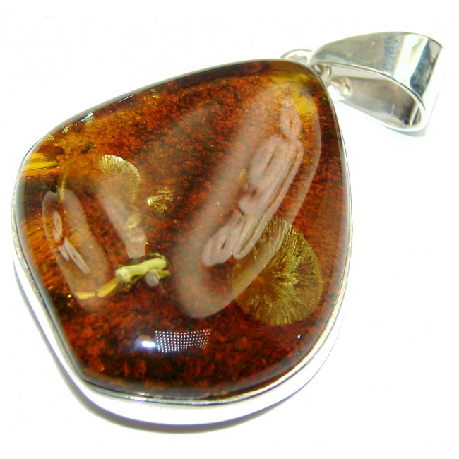 Natural Honey Baltic Amber .925 Sterling Silver handmade Pendant