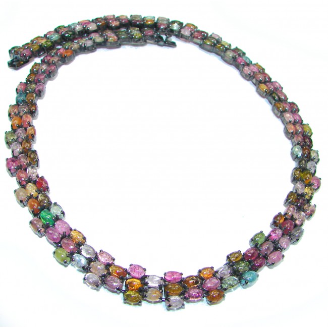 Large 355ctw( total carat weight) Brazilian Watermelon Tourmaline .925 Sterling Silver handcrafted Statement necklace