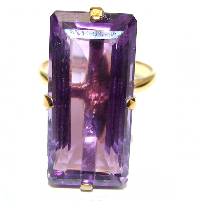 45CTW Baguette cut Amethyst 18K Gold over .925 Sterling Silver Ring size 8 1/4
