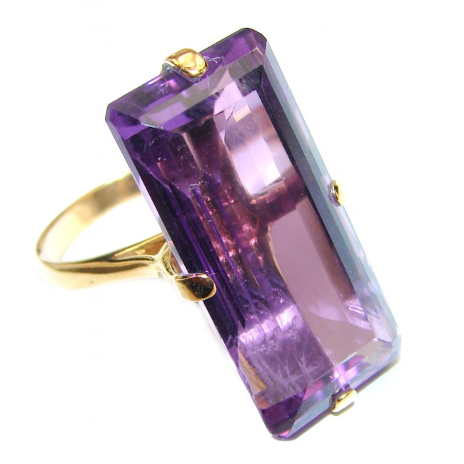 45CTW Baguette cut Amethyst 18K Gold over .925 Sterling Silver Ring size 8 1/4
