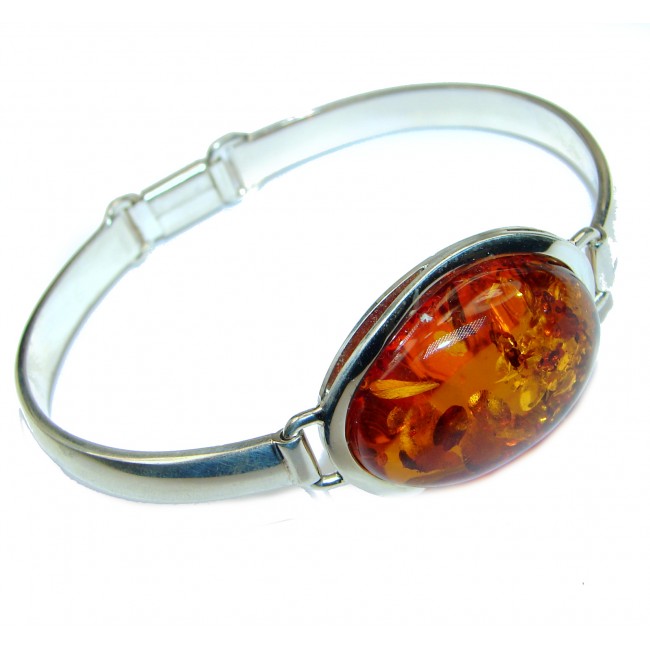 Chunky Luxury Baltic Amber .925 Sterling Silver handmade Bracelet