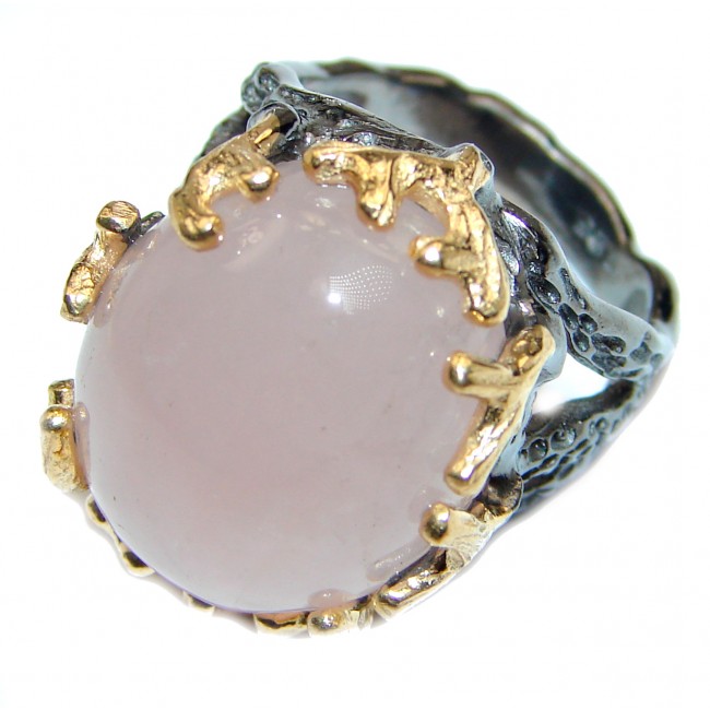 Rose Quartz Rose .925 Sterling Silver brilliantly handcrafted ring s. 6
