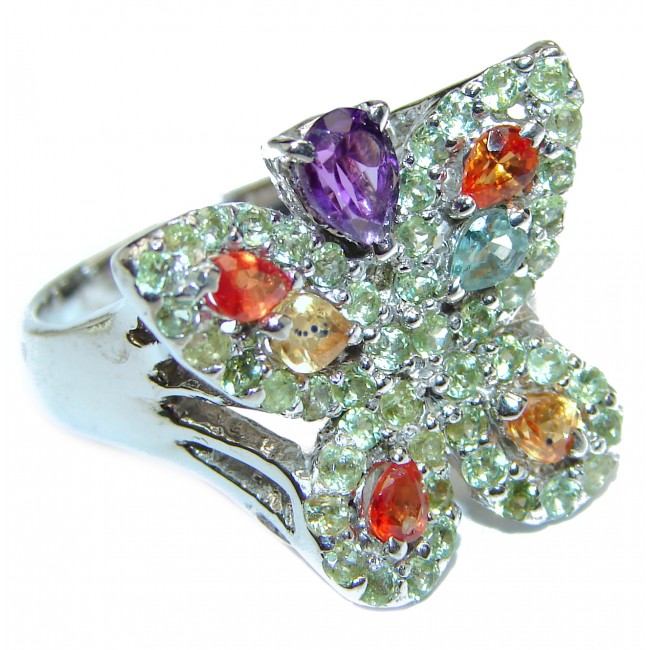 Sublime Butterfly Multcolor Sapphire .925 Sterling Silver handmade Ring s. 8